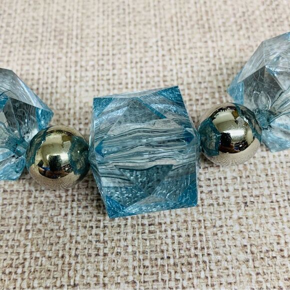 Silver Blue Acrylic Ice Cube Necklace - Picture 2 of 2